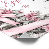 冬のクリスマスピンクの赤ちゃんシャワーカードギフトサイン ポスター (角)