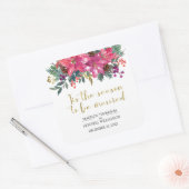 冬のクリスマスピンク結婚した色になる季節だ スクエアシール (封筒)