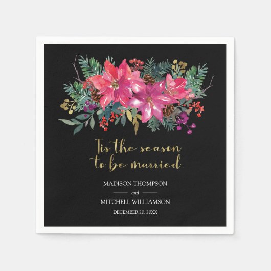 冬のクリスマスピンク結婚した色になる季節だ スタンダードカクテルナプキン (正面)