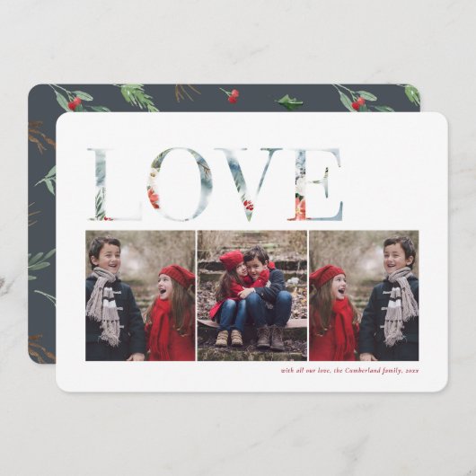 冬のクリスマスフォトホリデーカード シーズンカード (正面/裏面)