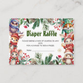 冬のクリスマスフォレスト動物おむつラッフル エンクロージャーカード (正面)