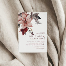 冬のクリスマスフラワーウォーター結婚カラー 招待状