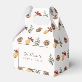 冬のクリスマスフラワーパターン赤ちゃんシャワー フェイバーボックス