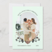 冬のクリスマスフレームフォトグリーン シーズンカード (正面)