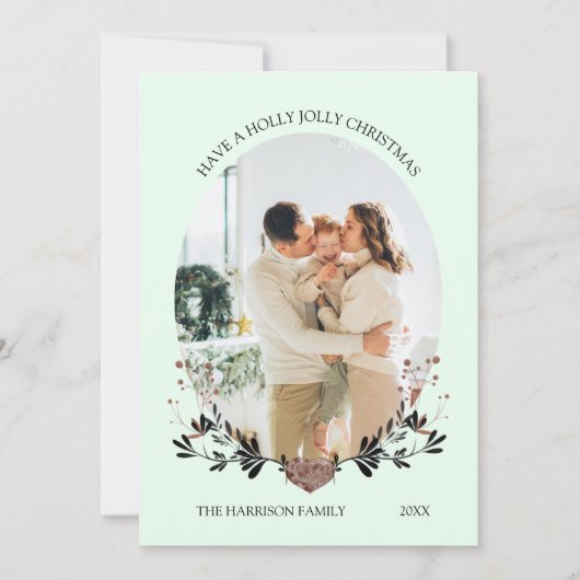 冬のクリスマスフレームフォトグリーン シーズンカード (正面)