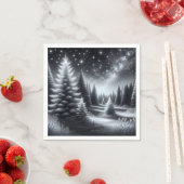冬のクリスマスフロスト松 スタンダードカクテルナプキン (インサイチュ)