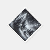 冬のクリスマスフロスト松 スタンダードカクテルナプキン (角)