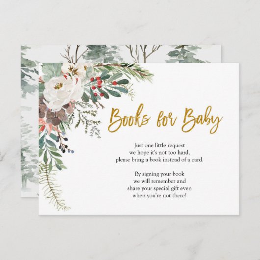 冬のクリスマスフローラのベビー インビテーションポストカード (正面/裏面)