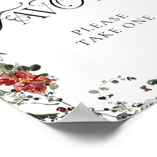 冬のクリスマスフローラの好意を取って下さい ポスター (角)