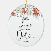 冬のクリスマスフローラの愛の記憶のパパ セラミックオーナメント (左)