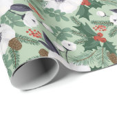 冬のクリスマスフローラルパターン ラッピングペーパー (ロールコーナー)