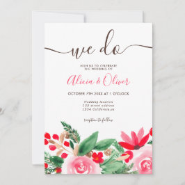 冬のクリスマスフローラ写真イニシャル結婚ズ 招待状