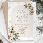 冬のクリスマスフローラ寒い屋外ベビースシャワー 招待状