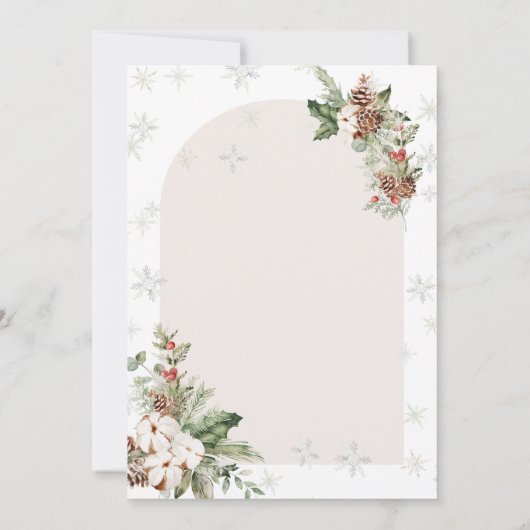 冬のクリスマスフローラ寒い屋外ベビースシャワー 招待状 (裏面)