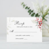 冬のクリスマスフローラ水の結婚色 出欠カード (スタンド正面)