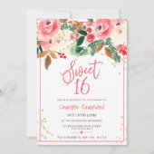 冬のクリスマスフローラ水の色の写真Sweet 16 招待状 (正面)