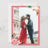 冬のクリスマスフローラ水の色の結婚写真 招待状 (裏面)