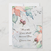 冬のクリスマスフローラ結婚クリスチャン 招待状 (裏面)