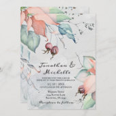 冬のクリスマスフローラ結婚クリスチャン 招待状 (正面/裏面)