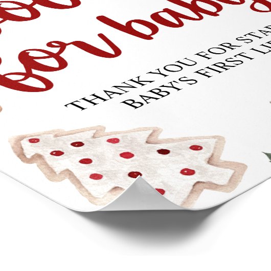 冬のクリスマスブックスベビーの赤ちゃんシャワーのサイン ポスター (角)