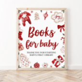 冬のクリスマスブックスベビーの赤ちゃんシャワーのサイン ポスター