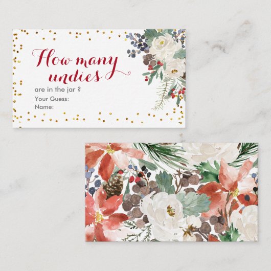 冬のクリスマスブライダルシャワーどのくらいのお菓子 エンクロージャーカード (正面/裏面)