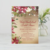 冬のクリスマスブライダルシャワー金ゴールドストリングライト 招待状 (スタンド正面)