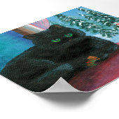 冬のクリスマスブラックキャットマウスアート制作 ポスター (角)