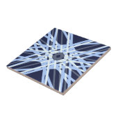 冬のクリスマスブルーグレーレトロ幾何学的パターン タイル (側面)