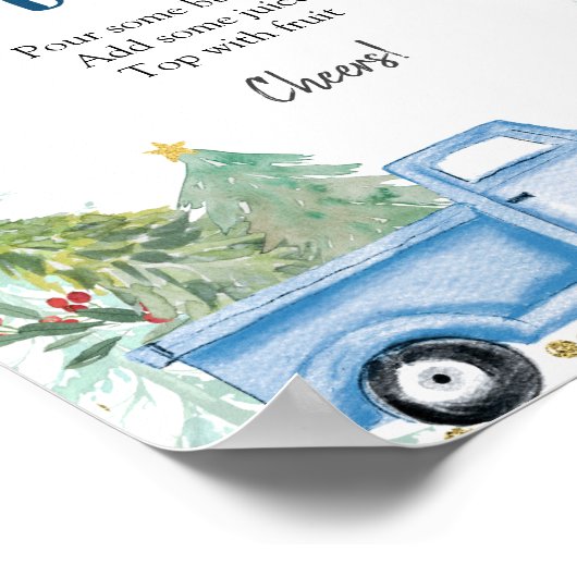 冬のクリスマスブルートラックモモモザバーポスター ポスター (角)