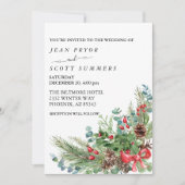 冬のクリスマスブーケ・水彩・ウェディング 招待状 (正面)