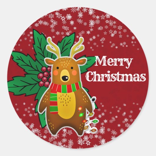 冬のクリスマスベアースノーフレーク子供のパーティー工芸品 ラウンドシール (正面)