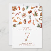 冬のクリスマスベイビーシャワーテーブルナンバーカード (正面)