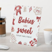 冬のクリスマスベビーは甘い赤ちゃんシャワーのサイン 台座サイン (インサイチュ)