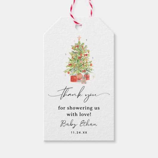 冬のクリスマスベビーシャワーありがとう ギフトタグ (正面)