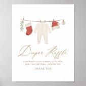 冬のクリスマスベビーシャワーおむつラッフルサイン ポスター (正面)