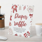 冬のクリスマスベビーシャワーおむつラッフルサイン 台座サイン (インサイチュ)