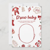 冬のクリスマスベビーシャワーを描画ベビーゲーム 招待状 (正面)