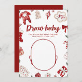 冬のクリスマスベビーシャワーを描画ベビーゲーム 招待状 (正面/裏面)