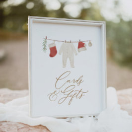 冬のクリスマスベビーシャワーカードとギフト ポスター