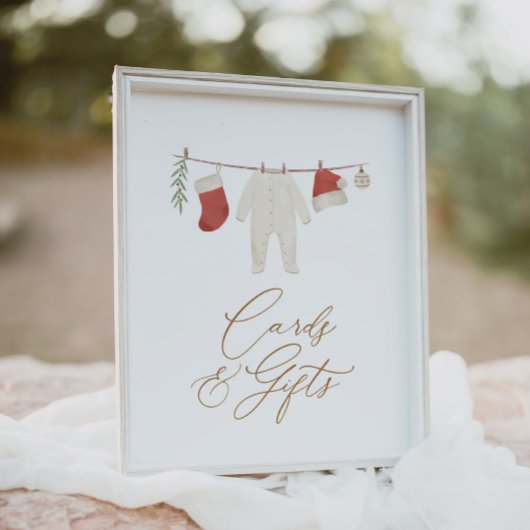 冬のクリスマスベビーシャワーカードとギフト ポスター