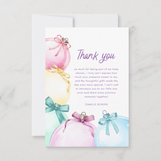 冬のクリスマスベビーシャワーサンキューカード サンキューカード (正面)