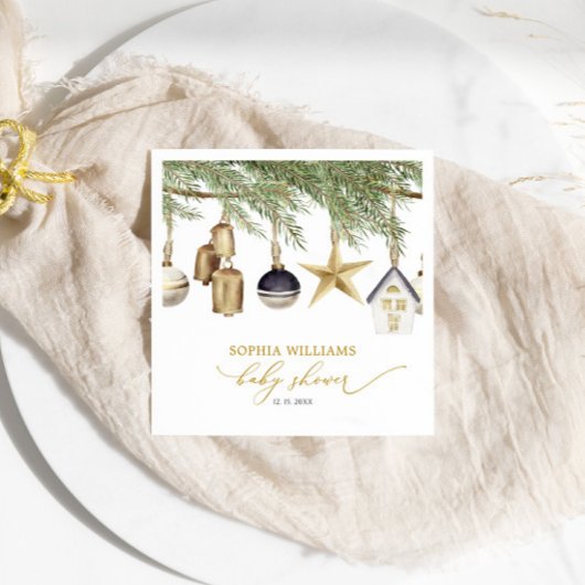 冬のクリスマスベビーシャワーナプキン スタンダードカクテルナプキン