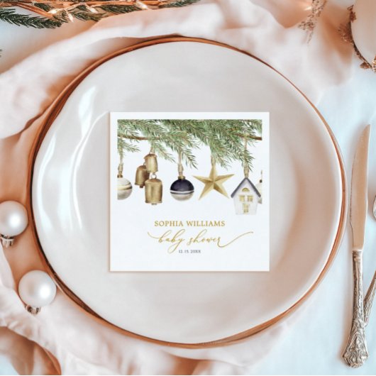 冬のクリスマスベビーシャワーナプキン スタンダードカクテルナプキン