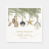 冬のクリスマスベビーシャワーナプキン スタンダードカクテルナプキン (正面)