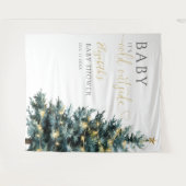 冬のクリスマスベビーシャワー写真の背景 タペストリー (正面(横))