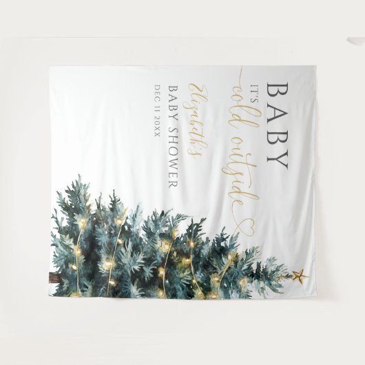 冬のクリスマスベビーシャワー写真の背景 タペストリー (正面(横))