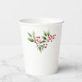 冬のクリスマスベリーの水色 紙コップ (裏面)