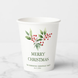 冬のクリスマスベリーの水色 紙コップ