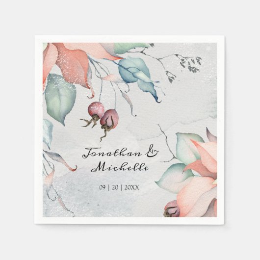 冬のクリスマスホリデーウォーター結婚の色 スタンダードカクテルナプキン (正面)